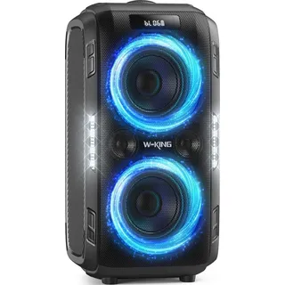 W-King Musikbox Bluetooth Lautsprecher Box Groß-270W PEAK Lautesten Party Boom Box Stereo Outdoor, Huge 125dB/12 Custom-Bässe/2*16,5CM-Woofers-Natür Super Bass/MIC>R IN/USB/TF/AUX,Herausnehmbar Akku