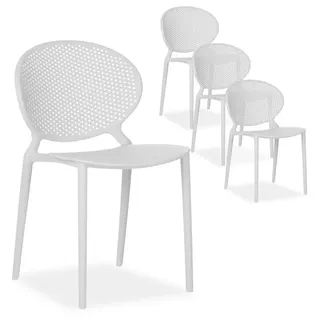 Homestyle4u Gartenstuhl 4er-Set Kunststoff Grau , 41x77x48 cm , Gartenmöbel, Gartensessel, Gartenstühle