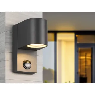 LED Außenwandleuchte Downlight mit Bewegungsmelder Fassadenbeleuchtung Anthrazit - Grau
