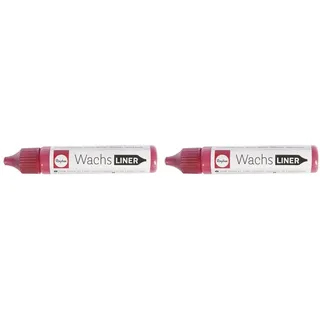 Rayher 31500287 Wachs-Liner, rot, Flasche 30 ml, zum Kerzen bemalen, Wachsstift, Flüssigwachs zum Malen direkt aus der Flasche, Klassikrot (Packung mit 2)