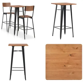vidaXL 3 teiliges Bar Set Stahl Braun Schwarz - Bar-Set - Bar-Sets - Ess-Sets - Ess-Set - Braun
