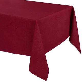 Elegante Tischdecke mit natürlicher Leinenoptik, Lina Tischdecke und Tischläufer, Größe und Farbe wählbar (260 x 160 cm (Rechteckig), Bordeaux)