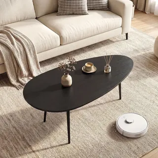 FANTASK Mittelalter Couchtisch, Rund Wohnzimmertisch mit Stabiler Metallkonstruktion, Retro-Kaffeetisch mit kompakter Gestaltung, Beistelltisch für Wohnzimmer & Home Office (Schwarz)