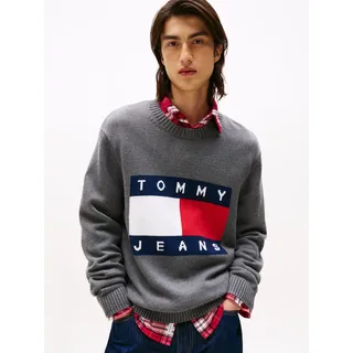 Tommy Hilfiger Tommy Jeans TJM MELANGE FLAG SWEATER«, Regular Fit, Rundhals Retro Flag Classic schwarz