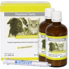 Alfavet PetArtrin forte, Ergänzungsfuttermittel für Hunde und Katzen zur Unterstützung des Gelenkstoffwechsels bei Osteoarthritis mit Omega-3-Fettsäuren 2 x 100ml