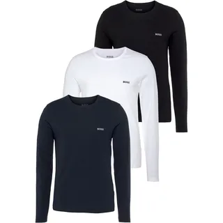 Langarmshirt BOSS "longsleeve-Shirt R-Neck Classic COTTON 3pcs/pack", Herren, Gr. XS (46), schwarz-weiß (schwarz, weiß), Single Jersey, Obermaterial: 100% Baumwolle, unifarben, Basic, Rundhals, eingesetzt eingefasste Kante, Shirts Langarmshirt, mit BOSS Logo-Schriftzug, Topseller