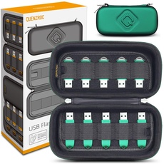 USB Stick Aufbewahrung Tasche für 20 USB Flash-Laufwerk QUENZROC USB Drive Case Organizer Schutz Hülle Aufbewahrungsbox Deluxe-Grün