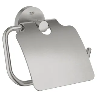 Grohe Start - Papierhalter (Material: Metall, verdeckte Befestigung, mit Deckel, zum Kleben oder Bohren), supersteel, 41179DC0