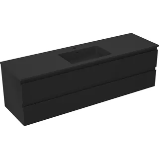 Mexen Orio Badezimmerschrank 160 cm mit Waschbecken Otis, 2 Schubladen, schwarz matt - 91A10-16047-2-BFF71-W18M71
