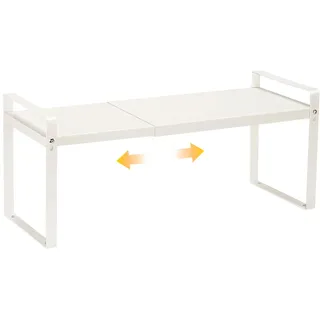 Cozary Erweiterbares Schrankregal (37-63 cm), Küchenregal, Robustes Metall-Gewürzregal, Langlebiges, Regal Stehend für Schrank, Küche, Arbeitsplatte, Aufbewahrung, Regal, Bad & Büro, Weiß