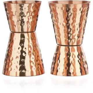 Nklaus 2x Jigger 4 cl 6cl Barmaß Doppelmessbecher aus 100% reinem Kupfer - Perfekt für Cocktails wie den Moscow Mule mit 40 ml und 60 ml Fassungsvermögen14243