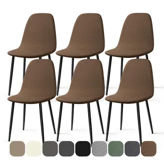 BalladHome Stuhlhussen 6 Stück Universal Stretch Stuhlbezug Jacquard Hussen für Stühle Abnehmbare Waschbar Esszimmerstühle Bezug Hussen für Küchenstühle Hotel Bankett (Braun, 6 Stück)-KL