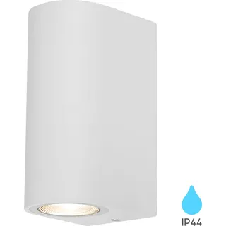 LED Wandleuchte Außen Weiß Rund GU10 UP & Down Außenwandleuchte Wandlampe IP44 Wand Spot Außenstrahler Lampe Fassade GU10 Fassung OHNE LEUCHTMITTEL - Grau