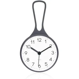mooas Loop Badezimmer Uhr, Duschuhr, Wasserdicht Duschuhr, Hängende Uhr mit Haken, wasserdichte Duschuhr, Küchenuhr, Nicht tickend Batteriebetrieben (Grau)