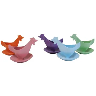 Sonja PLASTIC Eierbecher Huhn in Hellen Farben Sortiert 5er Set, Hühnereierbecher