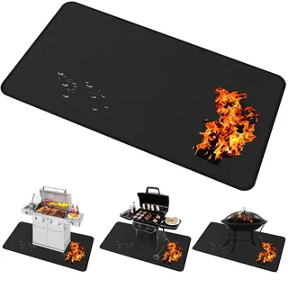 Brinman Große Untergrillmatte, feuerfeste Grillmatte, 101,6 x 165,4 cm, Deck- und Terrassen-Schutzmatte für Gasgrill, Holzkohlegrill, flache Grillplatte von Glut, heiße Asche, Fettspritzer und andere