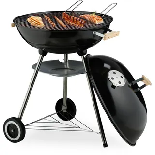 Relaxdays Kugelgrill , Metall, Kunststoff , 94 cm , Grills, Holzkohlegriller