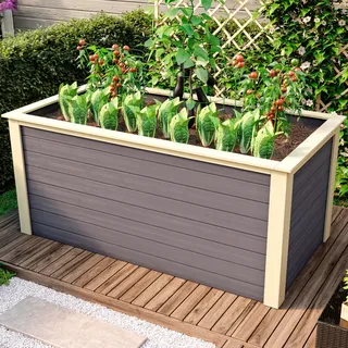 Hochbeet KARIBU "2", orange (terragrau, weiß), B:254cm H:92cm T:94cm, Holzwerkstoff, Pflanzgefäße, Hochbeet, BxTxH: 254x94x92 cm