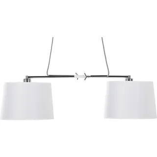 BELIANI Hängeleuchte Weiß Metall 2-flammig Stoffschirme in Trommelform Minimalistisches Design Vintage Stil für Wohn- Schlaf- und Esszimmer - Weiß, Silber