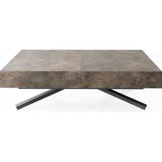 Couchtisch Höhenverstellbar und Ausziehbar Cavetta X - Wohnzimmertisch Esstisch Multifunktionstisch 120-200/80/27-76 cm Beton-Optik Dunkelgrau - Grau
