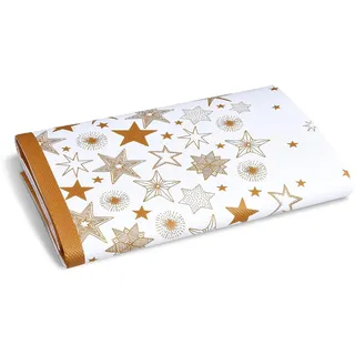 Weihnachtstischdecke weiß mit goldenen Sternen gefaltet aus Papier 120 x 180 cm