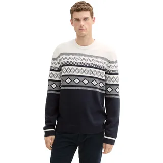 TOM TAILOR Jacquardpullover, mit Colorblock, blau