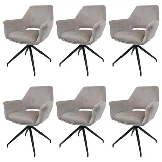 Mendler Esszimmerstuhl HWC-M53 Stoff taupe - Braun 6er Set