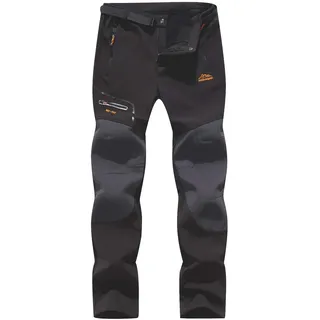 BenBoy Herren Wanderhose Wasserdicht Softshellhose Outdoorhose Winddicht Warm Gefüttert Skihose Snowboardhose Winter Trekkinghose,KZ1672M-Black-XS