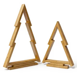 Floranica Tannenbaum 2er-Set aus Kiefernholz Holztannenbäume Natur Standschmuck Weihnachtsbaum Alternative Weihnachtsdeko Holzweihnachtsbaum Christbaum Weihnachtsdekoration