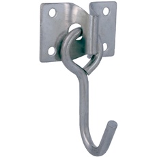 Amig - Platte mit offenem beweglichem Haken | 70 x 45 mm | Haken Ø7 mm | Feste Halteplatte | Zum Aufhängen | Verzinkter Stahl.