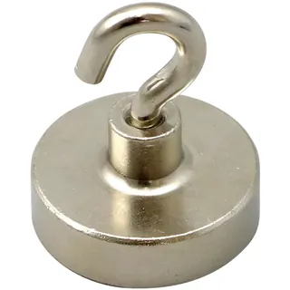 10 Magnethaken, Neodym 25 mm, Stahl|Neodym, silber