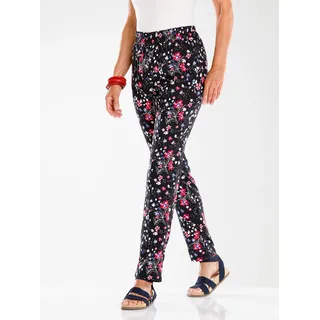 Schlupfhose CLASSIC BASICS, Damen, Gr. 24, Kurzgrößen, rot (schwarz, erdbeere, bedruckt), 100% Viskose, geblümt, gemustert, mehrfarbig, lang, Hosen Schlupfhose