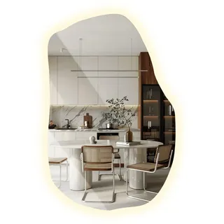 Tulup Led Spiegel 100 x 65 cm Unregelmäßige Form Neutralweiß 4000K , Transparent , Glas , Organisch , 100x65x0.4 cm , Spiegel, Wandspiegel