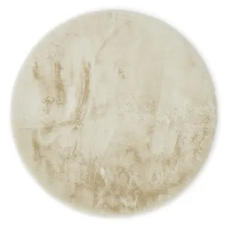 -LUXOR- living Teppich Coste gemütlicher Hochflor Kunstfell Teppich Fellimitat in Schaffelloptik 80 cm rund beige