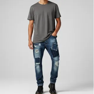 DAKO Men's Jeans Distrassed Patch Bestickt BVUJE02245 Denim Aged Neu Gr. 46w32