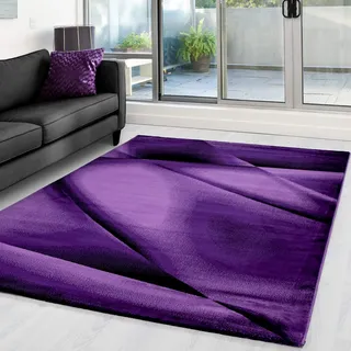 Carpettex Kurzflor Teppich 160x230 cm Abstrakt Lila Schwarz