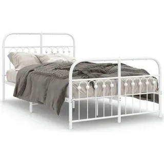 vidaXL Bettgestell mit Kopf- und Fußteil Metall Weiß 120x190 cm - Weiß