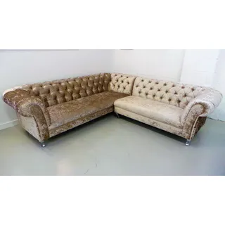 JV Möbel Chesterfield Ecksofa Wohnlandschaft 245 x 245cm - Beige