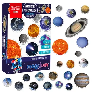 Magdum 22 Weltall Magnete Kinder für magnettafel - Magnet spielzeug kinder - Kühlschrankmagnete Kinder - Kühlschrank Magnete set Kinder -Spielzeug ab 3 jahre - Lernspiele ab 3 jahre - Planeten magnete