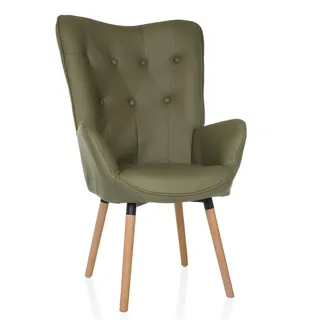 Mid.you Ohrensessel , Grün , Textil , Buche , 70x106x75 cm , Wohnzimmer, Sessel, Ohrensessel