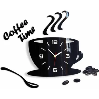 ZEGAR Wanduhr Coffee Time 3D Schwarz Acrylglas - Schwarz