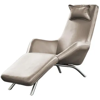 Kawola Relaxliege Caval Hellgrau Leder , Füllung: Schaumstoff , 79x95x157 cm , Gartenmöbel, Gartenliegen, Relaxliegen