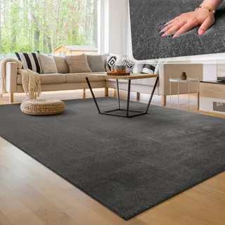 Paco Home Cadiz 630 Kurzflorteppich 140 x 200 cm anthrazit