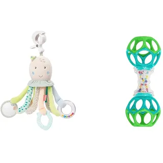 Fehn Activity-Spieltier Oktopus – Baby Motorikspielzeug für Kinderwagen & Bright Starts, Oball, Greifling Ball Rassel Spielzeug für unterwegs, Interaktives Babyspielzeug