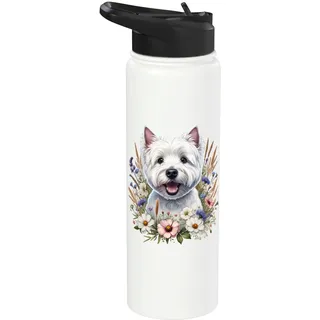 West Highland White Terrier Westie Hund Sommer Wildblumen Stainless Steel Insulated Water Bottle