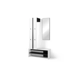 byLIVING Kompaktgarderobe Dielen - Set Nante Schwarz/Weiß