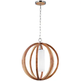 Elstead Lighting Hängeleuchte , Eichefarben , Holz, Metall, Glas , Eiche , Kugel , 71.8 cm , Grüner Punkt, RoHS , Lampen & Leuchten, Leuchtenserien