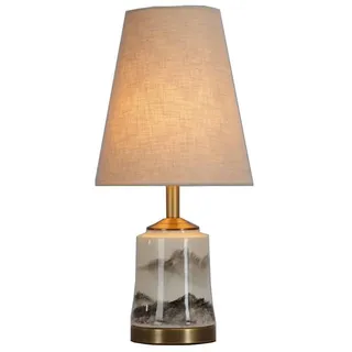 Fine Asianliving Chinesische Tischlampe Porzellan mit Lampenschirm E27 Orientalische Tischleuchte Keramik Nachttischlampen Schlafzimmer Wohnzimmer