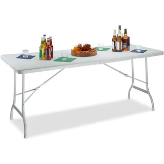 Relaxdays Gartentisch 178 x 74 x 72 cm weiß