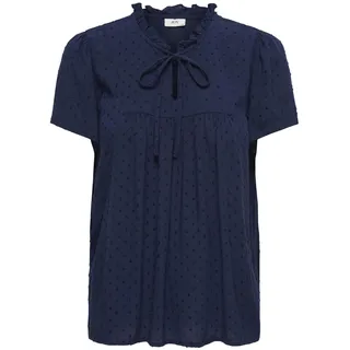 JdY Damen Top Oberteil Rundhals V-Ausschnitt Bluse lockeres Shirt Schleifendetails, Farben:Schwarz-3, Größe:40